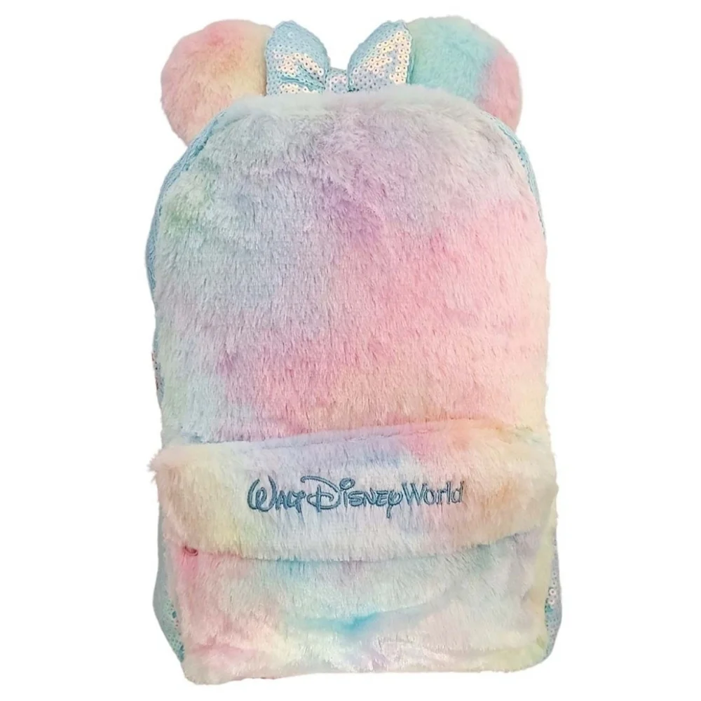 Walt Disney World Pastel Plush Backpack With Minnie Bow
